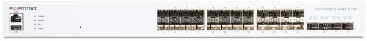 FortiSwitch FS-424E-FIBER - Switch com portas SFP e SFP+.