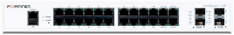 FortiSwitch FS-124F - 24 portas RJ-45 GE e 4 SFP+