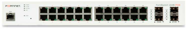 FortiSwitch FS-224E-POE - Switch LAN PoE com 24 portas e 4 SFP