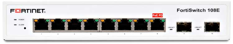 FortiSwitch FS-108E - 8 portas RJ-45 GE, 2 SFP