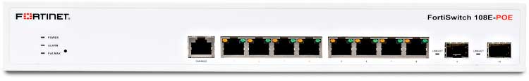 FortiSwitch FS-108E-POE - Switch com 8 portas PoE e 2 portas SFP