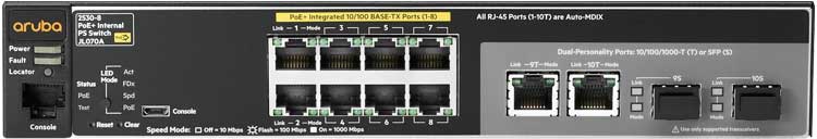 Aruba JL070A - Switch 2530 PoE com 8 Portas Gigabit