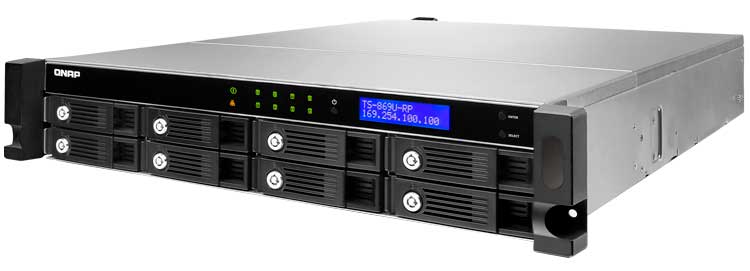 Qnap TS-869U-RP, Rackmount NAS com 8 baias para HDD SATA